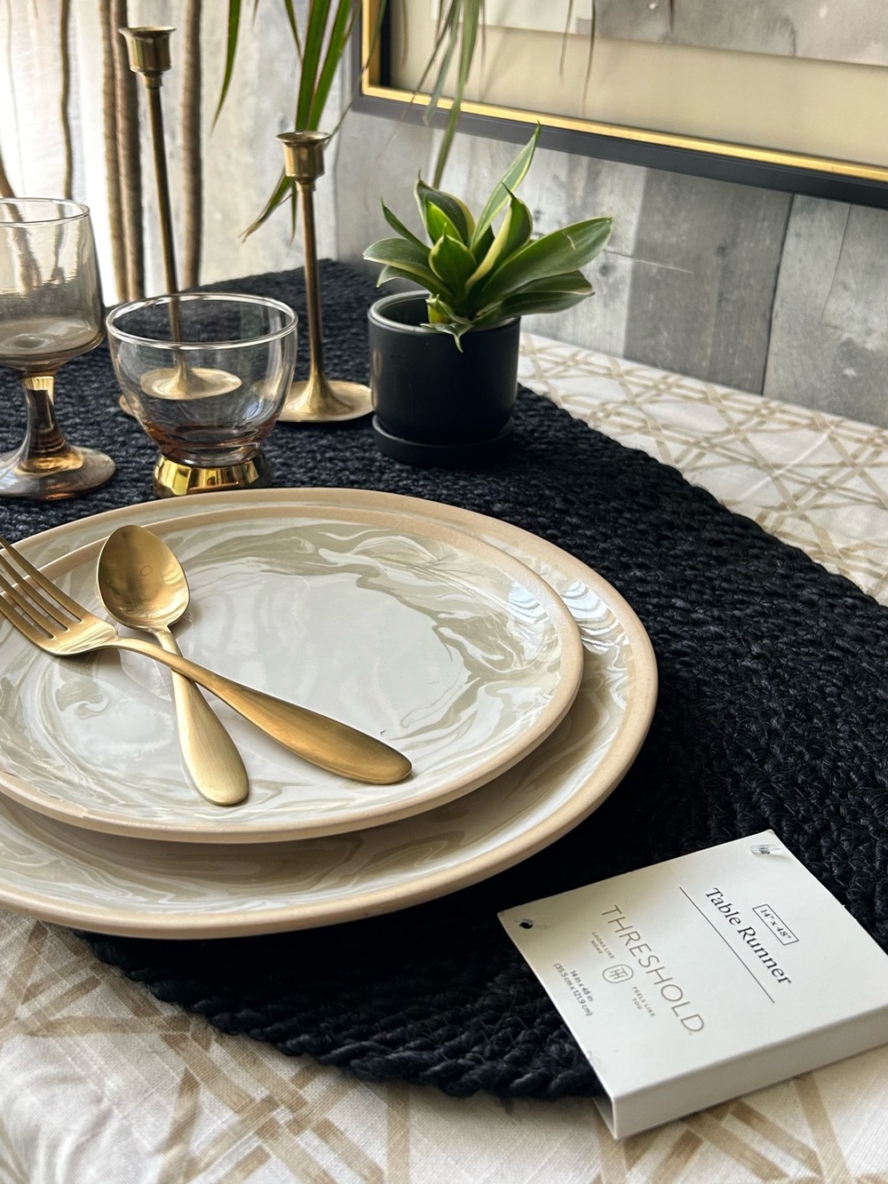 🌴Sleek Threshold Black Jute Braided Oval Table Runner | Oblong | Target